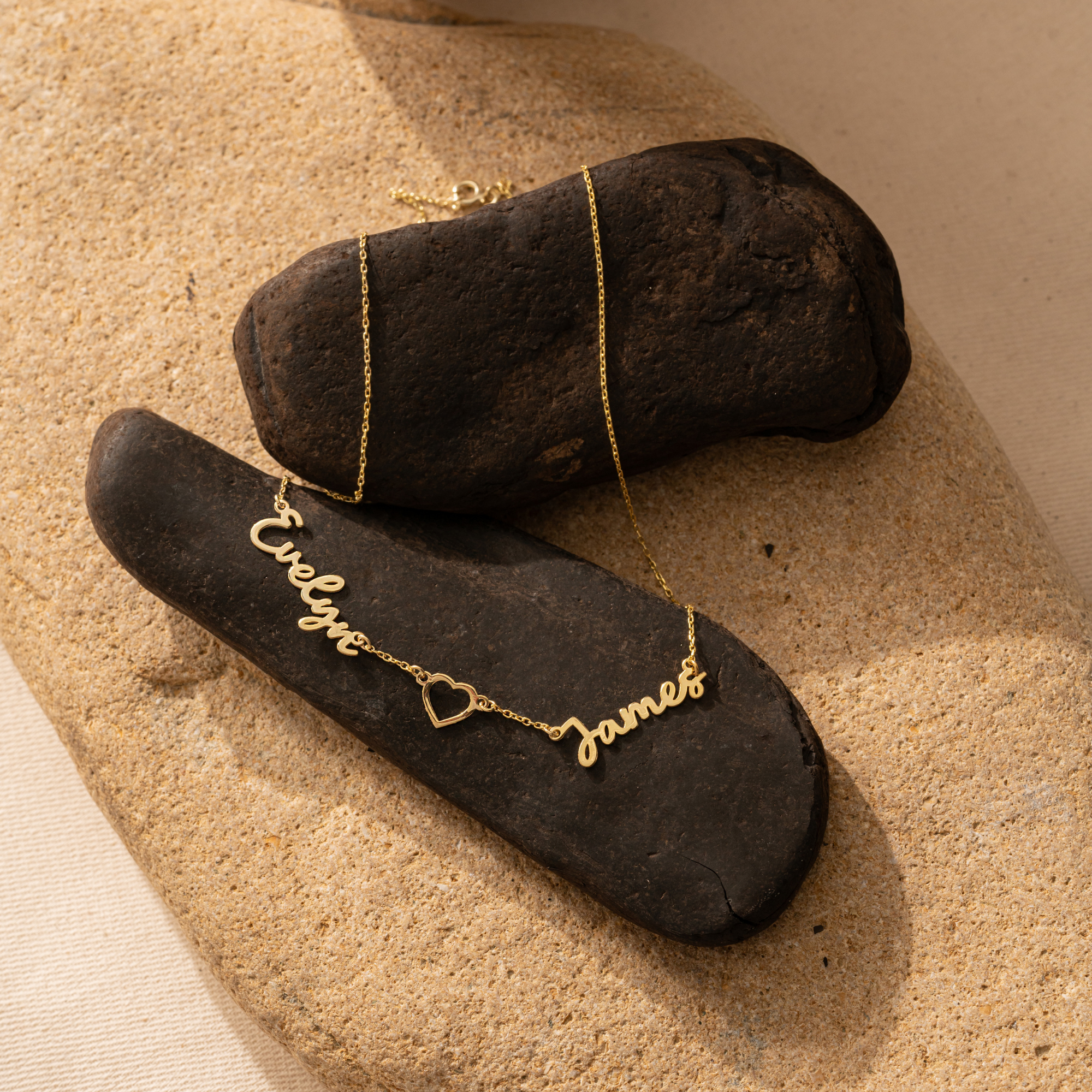 Two name necklace with heart - anniversary gift for couples