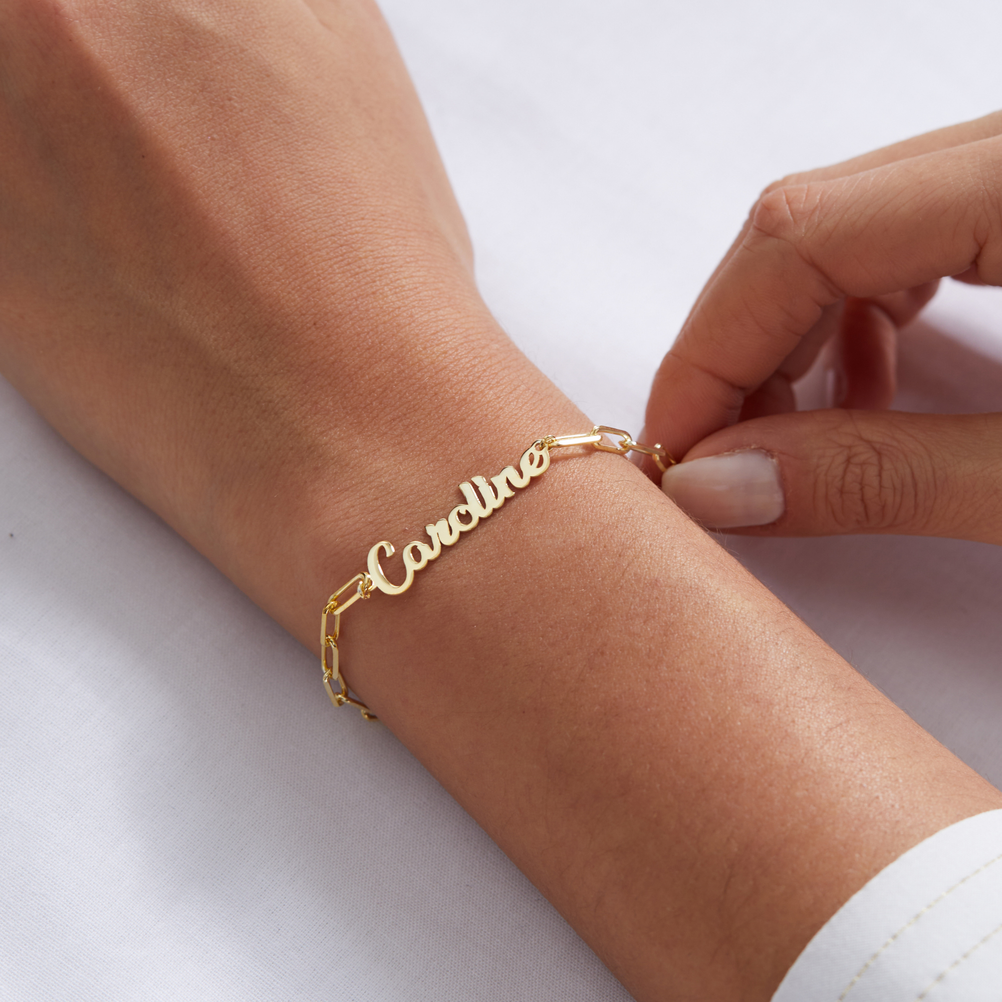 Dainty custom name bracelet for stacking