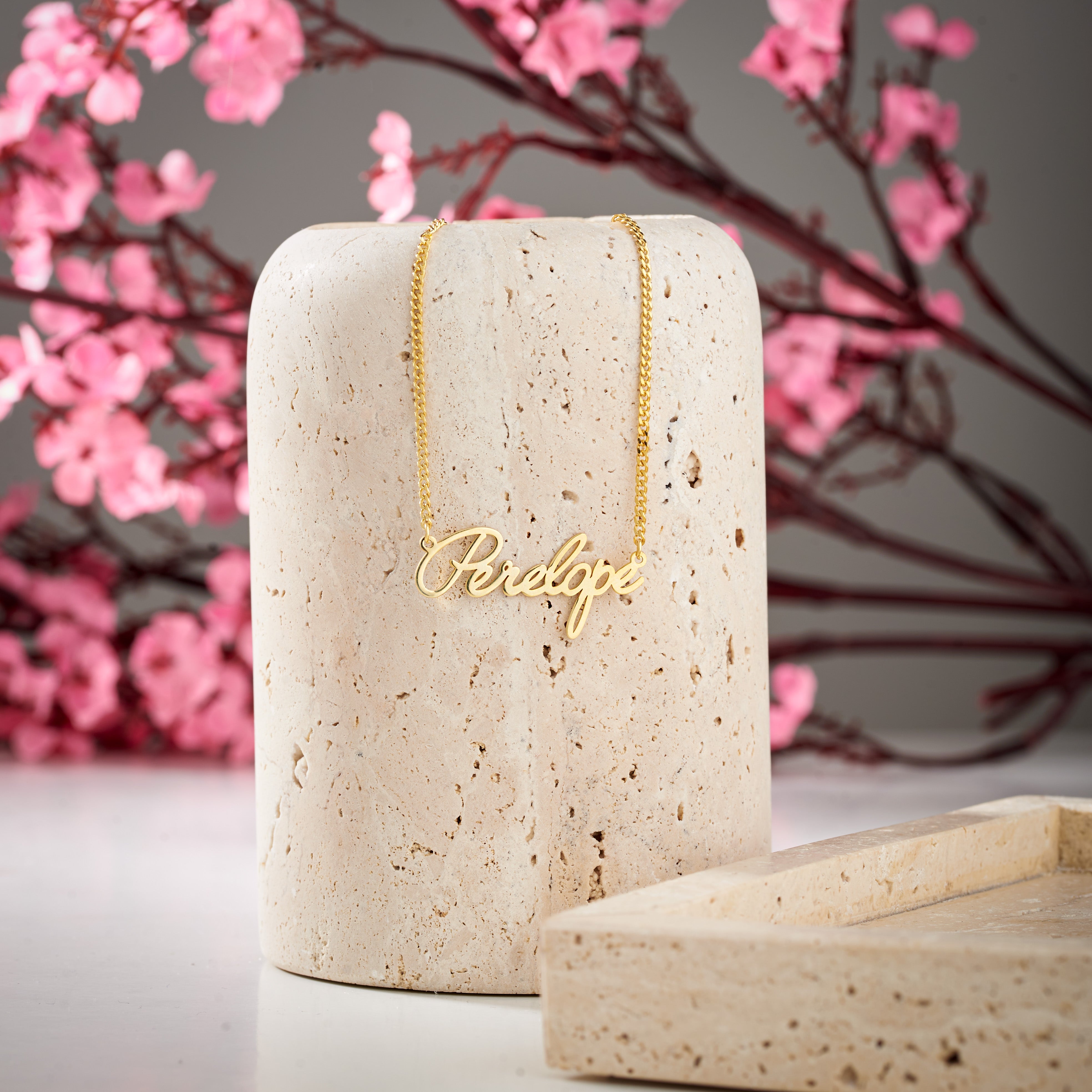 Custom Script Name Necklace with Curb Chain