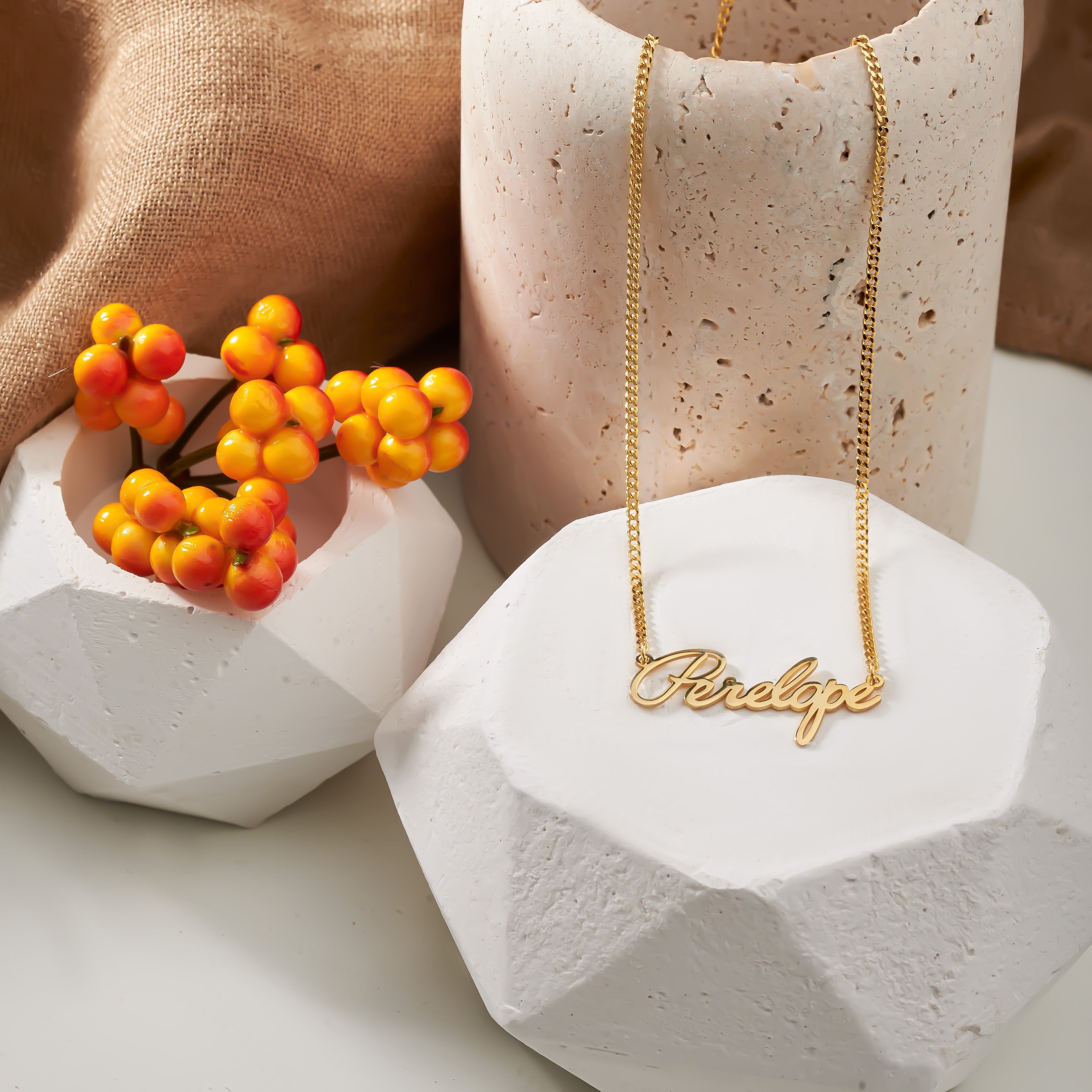 Custom Script Name Necklace with Curb Chain