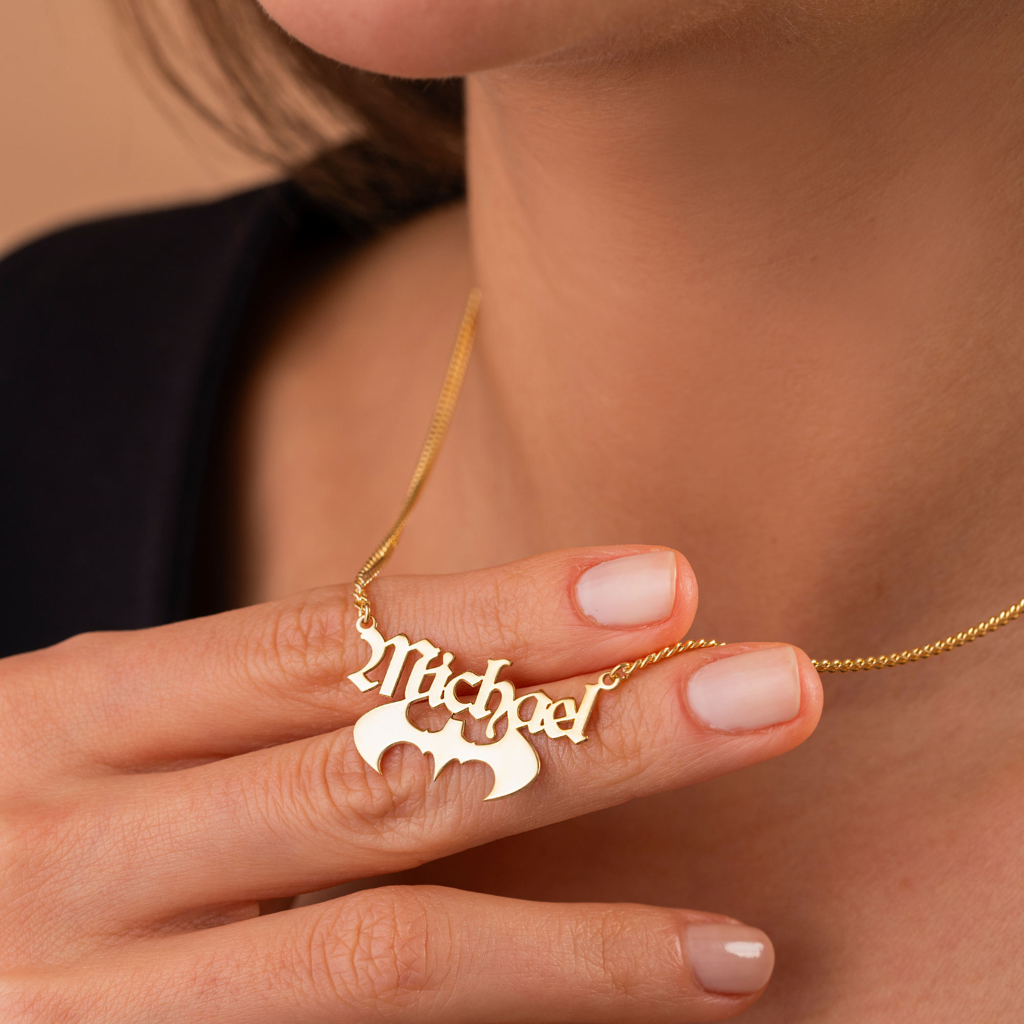 Custom Vampire Bat Name Necklace – Personalized Gothic Jewelry by UXV
