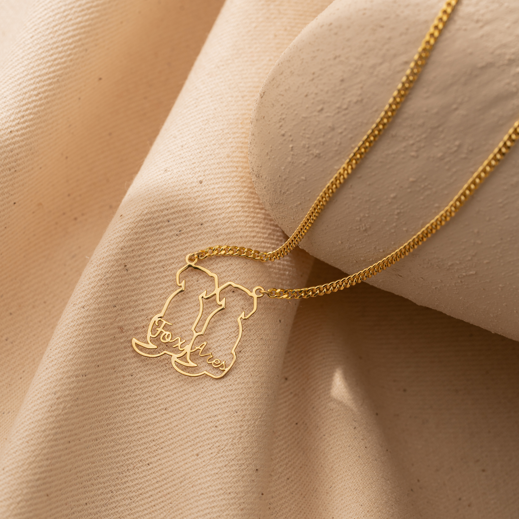 Personalized Pet Necklace – Custom Double Dog Outline Name Necklace by UXV