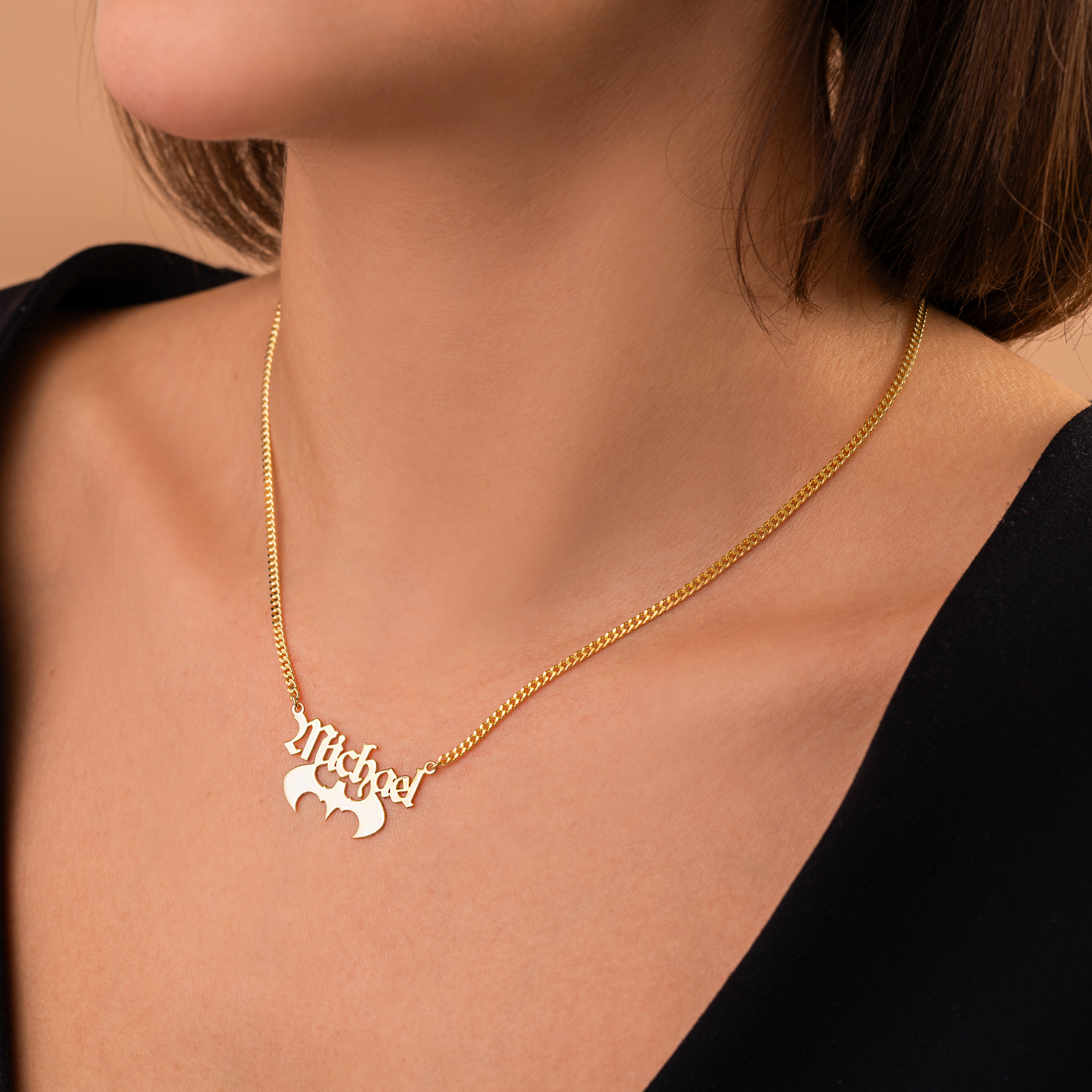 Custom Vampire Bat Name Necklace – Personalized Gothic Jewelry by UXV