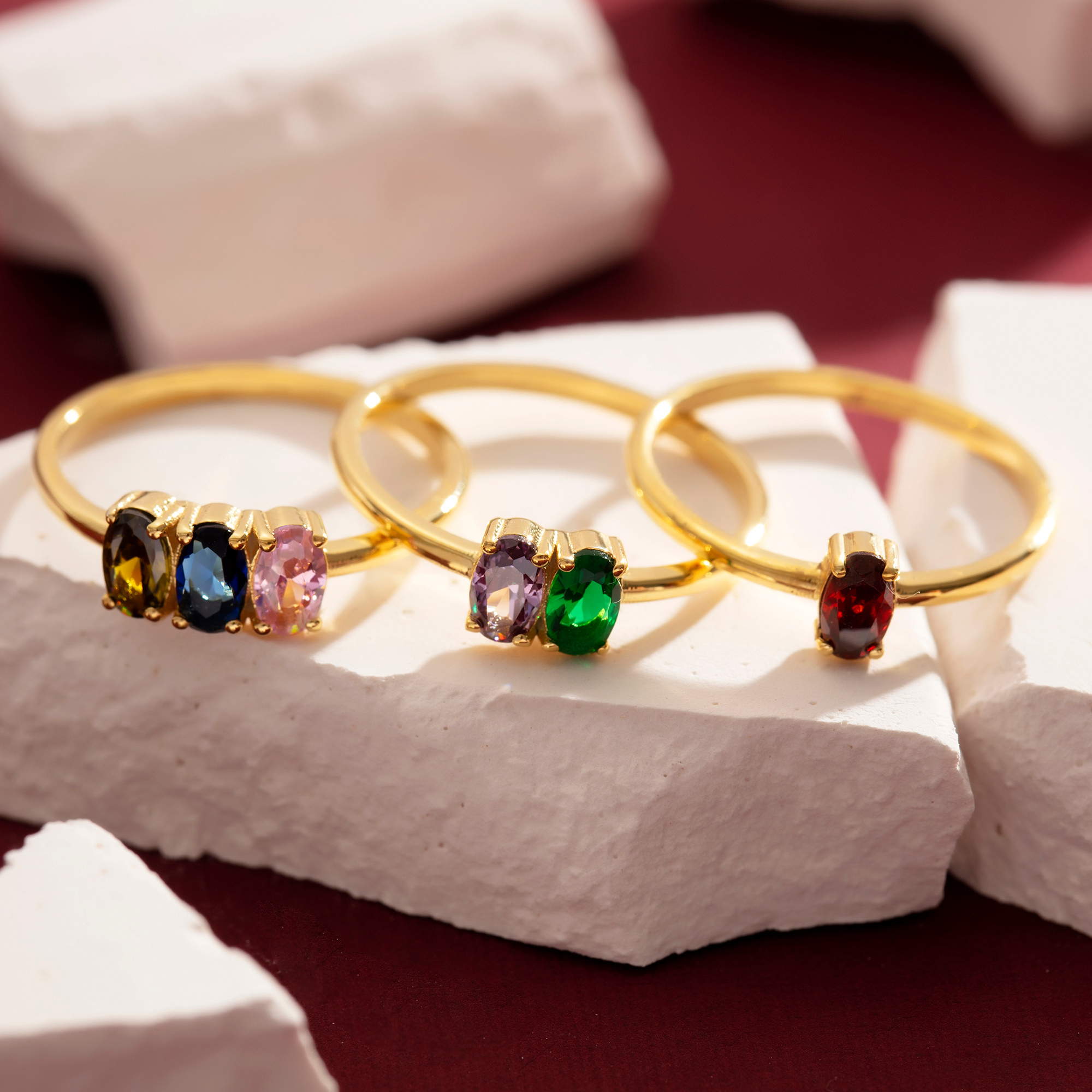 Custom Oval Cut Birthstone Ring – Personalized Gold Gemstone Ring by UXV