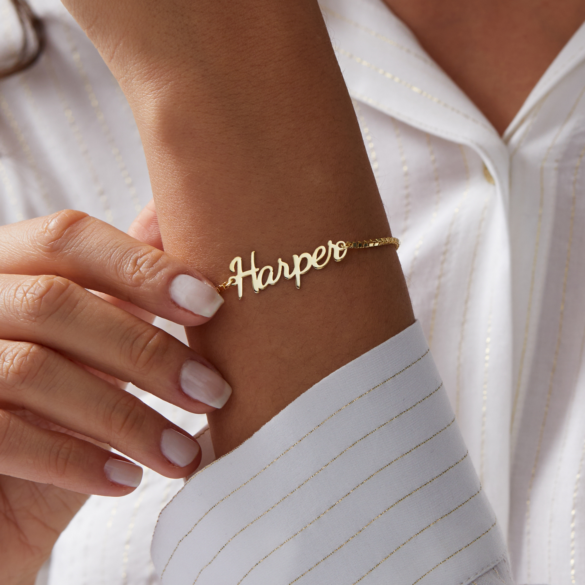 Custom Name Bracelet – Box Chain | UXV Jewelry