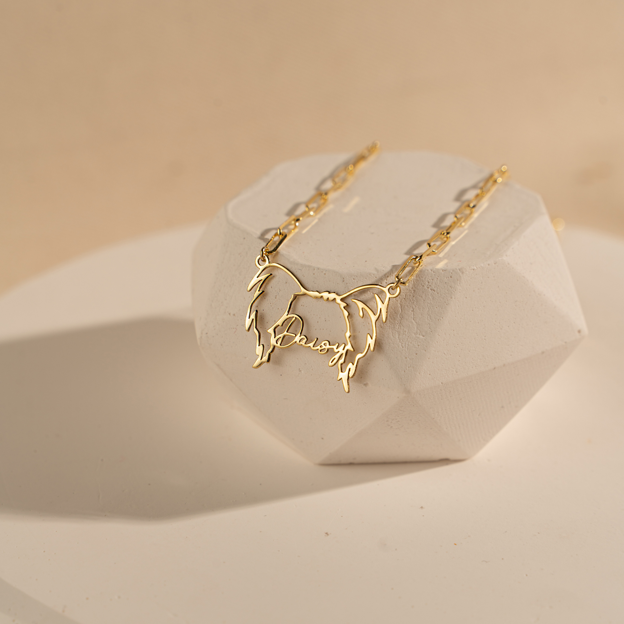 Dog Name Necklace – Personalized Pet Jewelry in Gold Vermeil by UXV