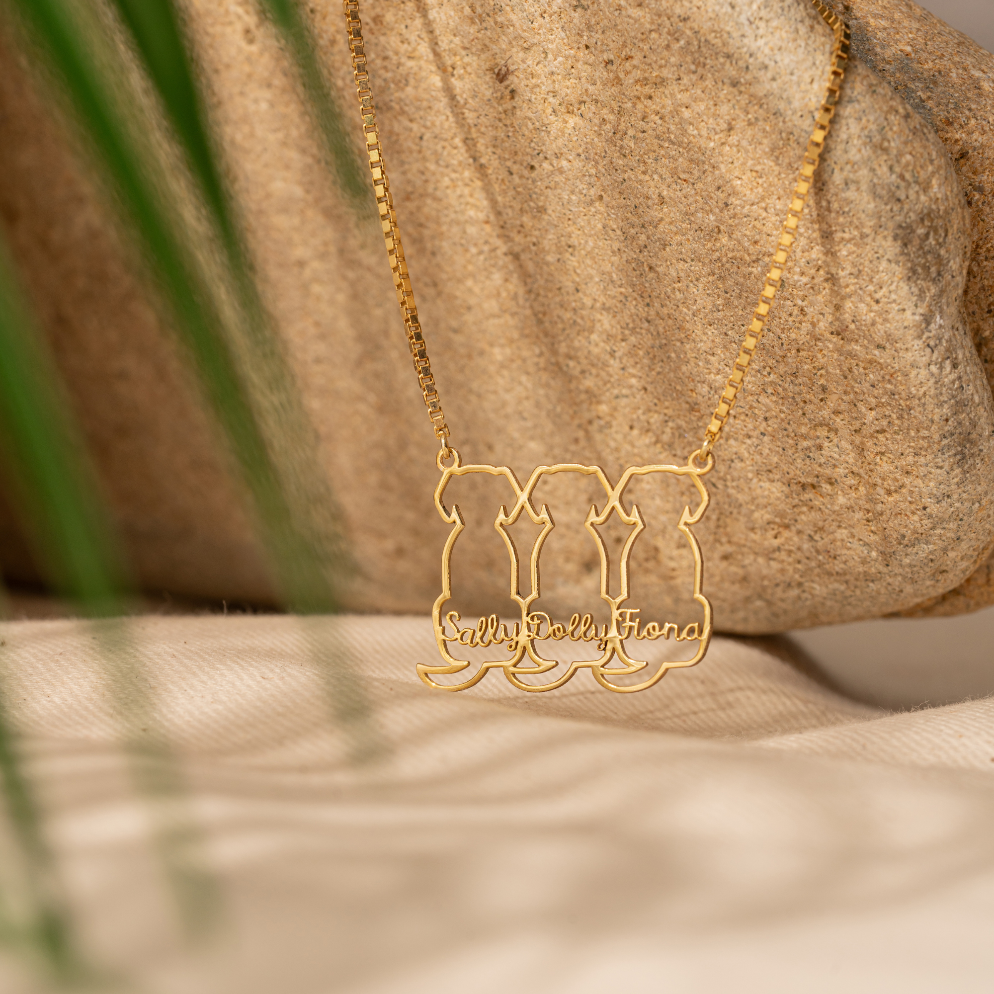 Personalized Triple Pet Necklace – Custom Three Dog Outline Name Necklace by UXV