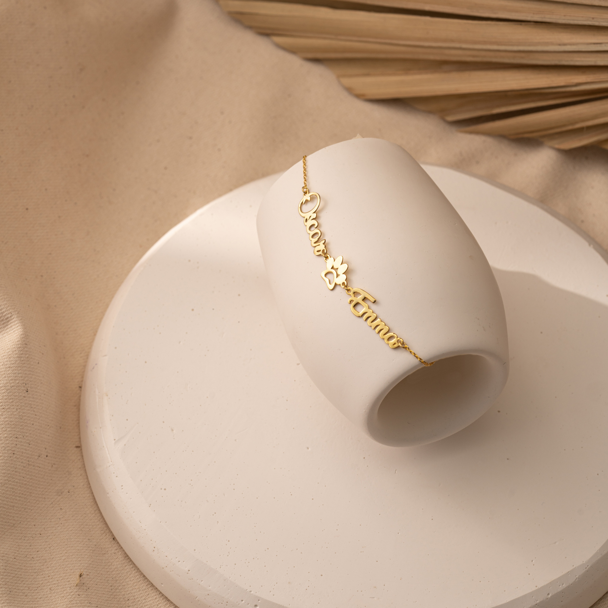 Two Name Bracelet – Paw Symbol Jewelry by UXV