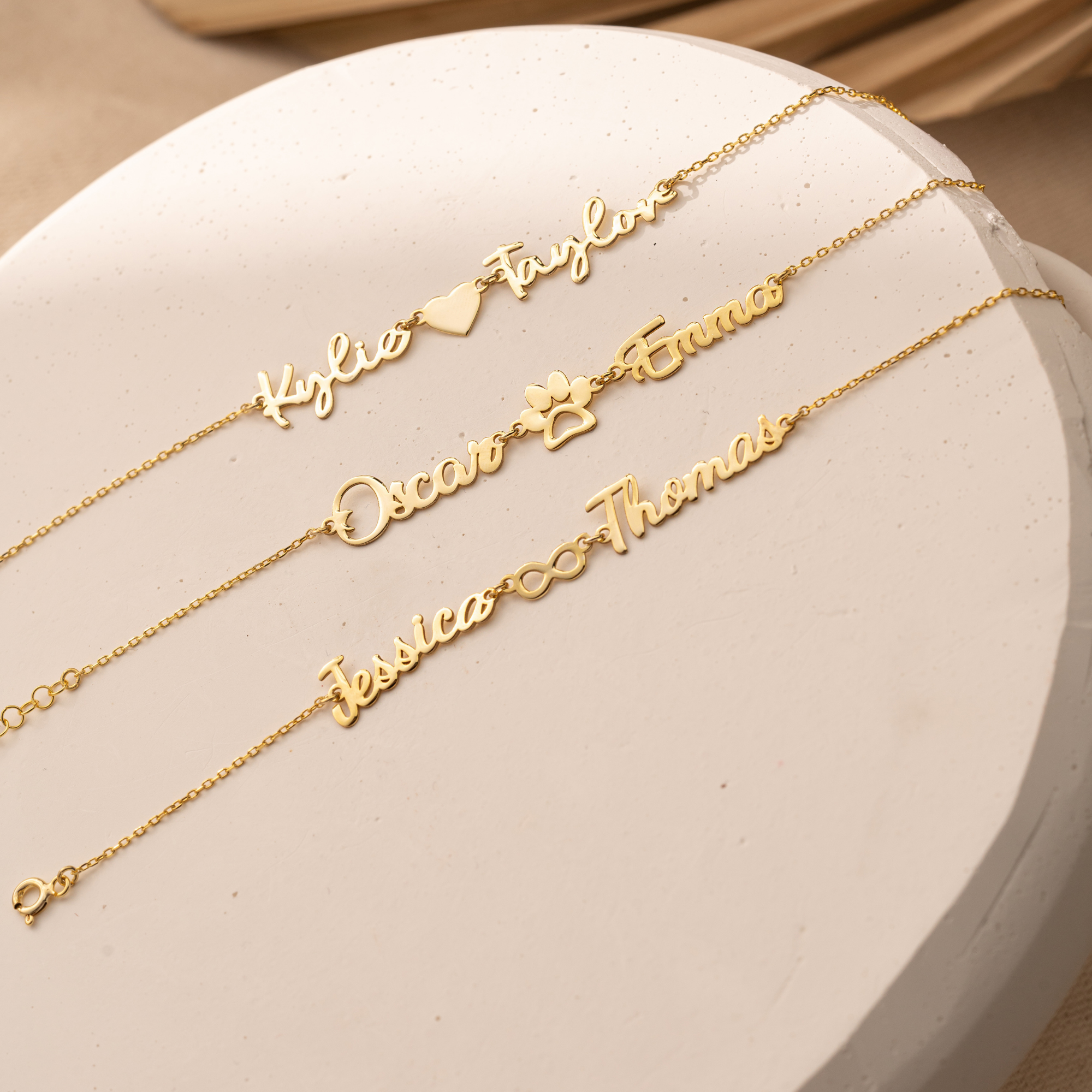 Two Name Bracelet – Paw Symbol Jewelry by UXV