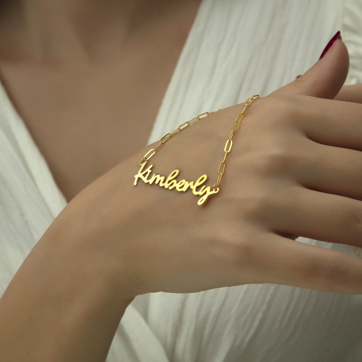 Graduation Name Necklace | Class of 2027 Script Nameplate Gift in Sterling Silver & 14K Gold Vermeil