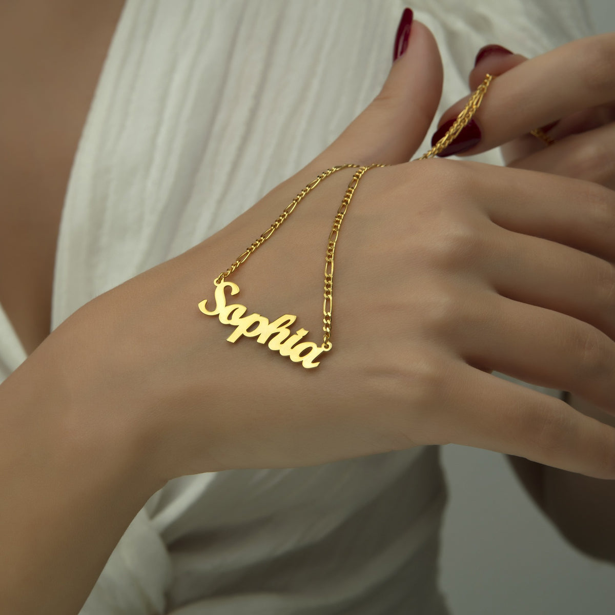 Daughter Name Necklace | Gift from Mom & Dad Script Nameplate in Sterling Silver & 14K Gold Vermeil