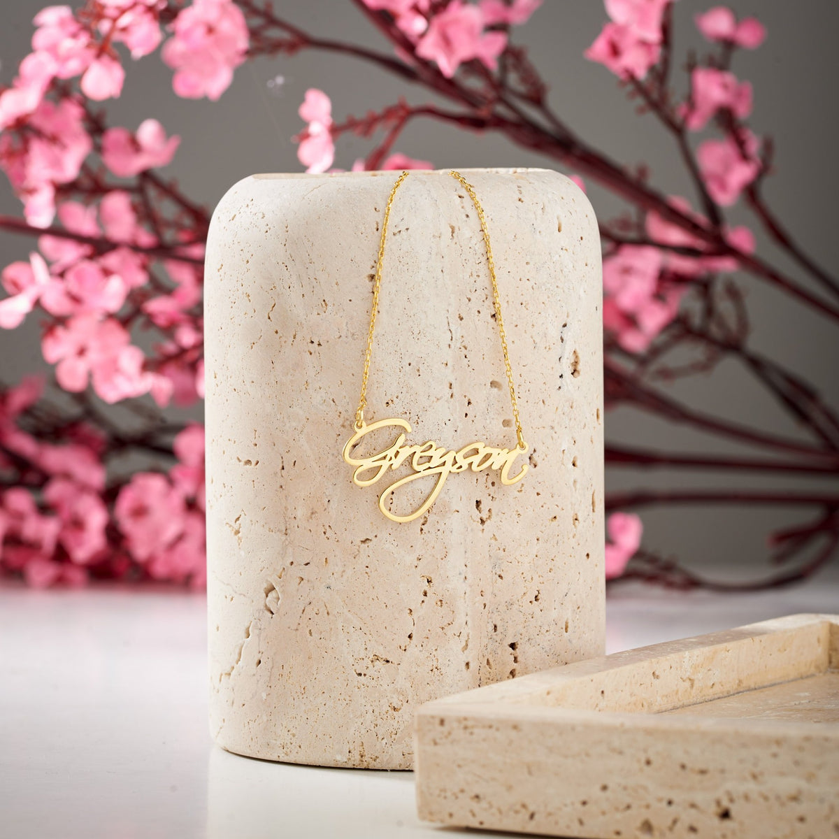 Signature Name Necklace | Autograph Style Nameplate in Sterling Silver & 14K Gold Vermeil