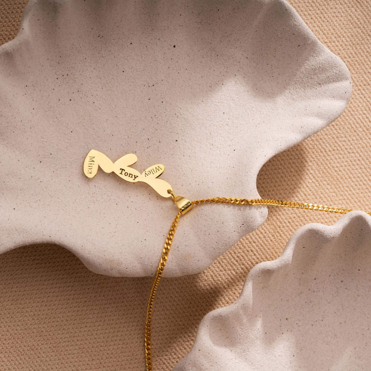 Triple Heart Necklace | Family Heart Pendant Engraved with Three Names in Sterling Silver & 14K Gold Vermeil