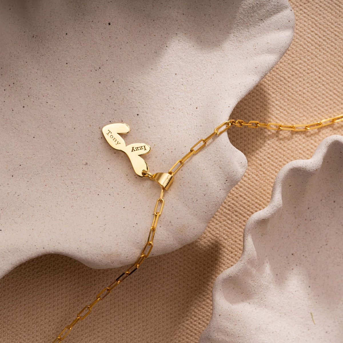 Double Heart Necklace | Stacked Heart Pendant Engraved with Two Names in Sterling Silver & 14K Gold Vermeil