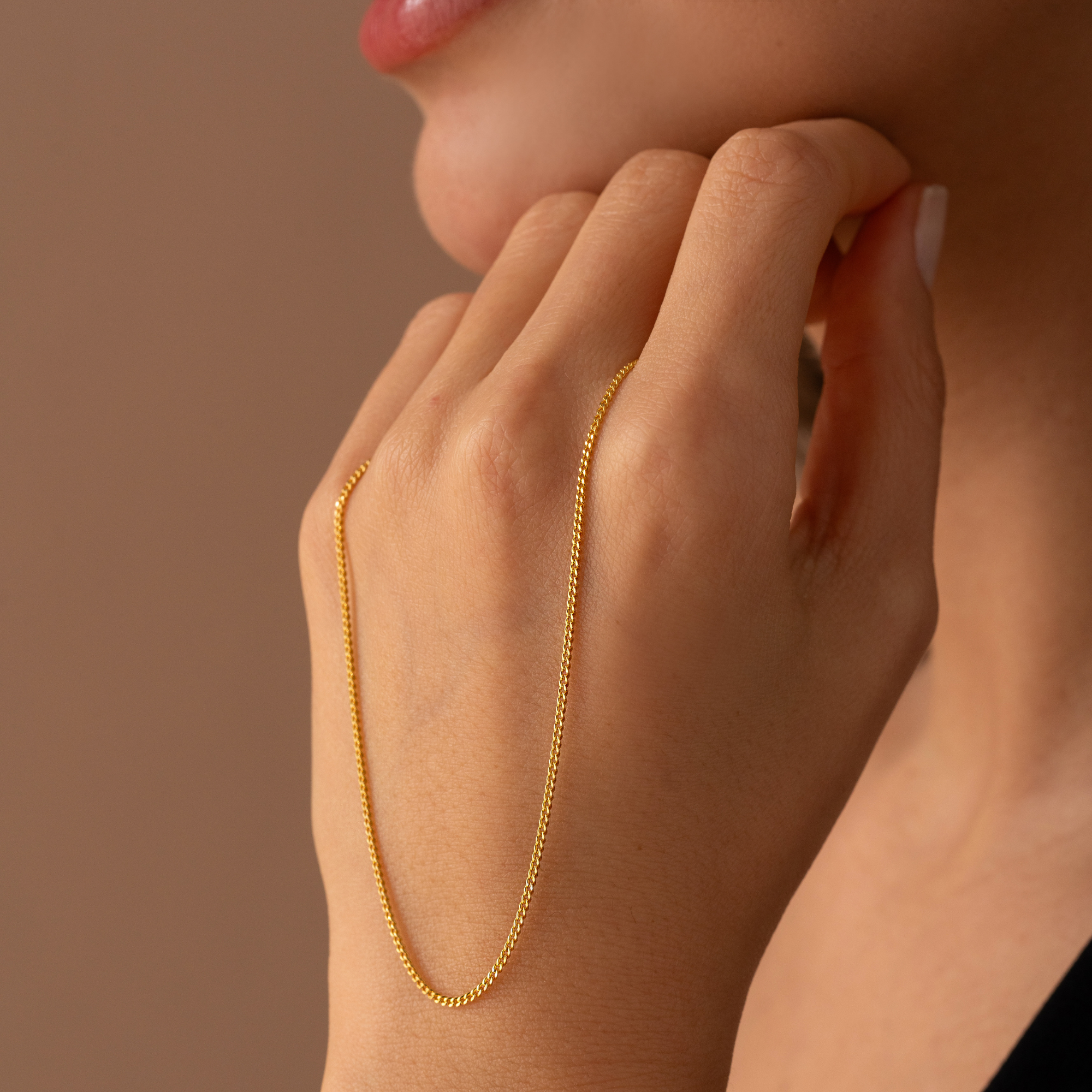 Thin Curb Chain Necklace – 1.20mm | UXV Jewelry