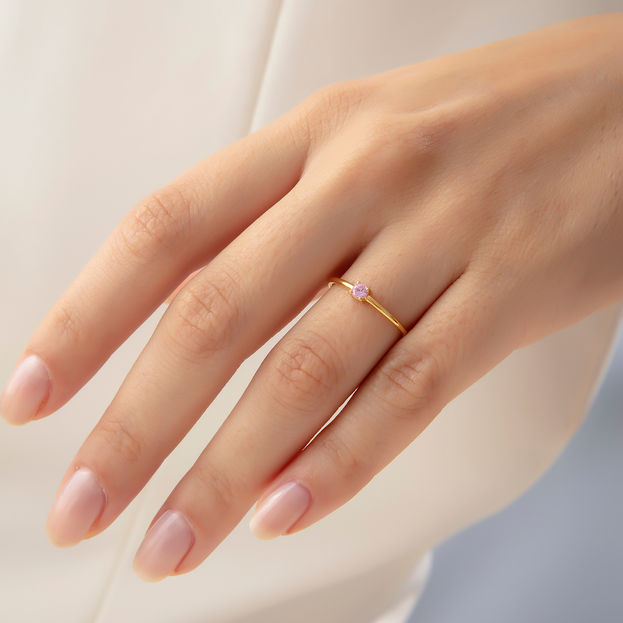 Custom Birthstone Ring | Dainty 14K Gold Vermeil | Personalized Gift