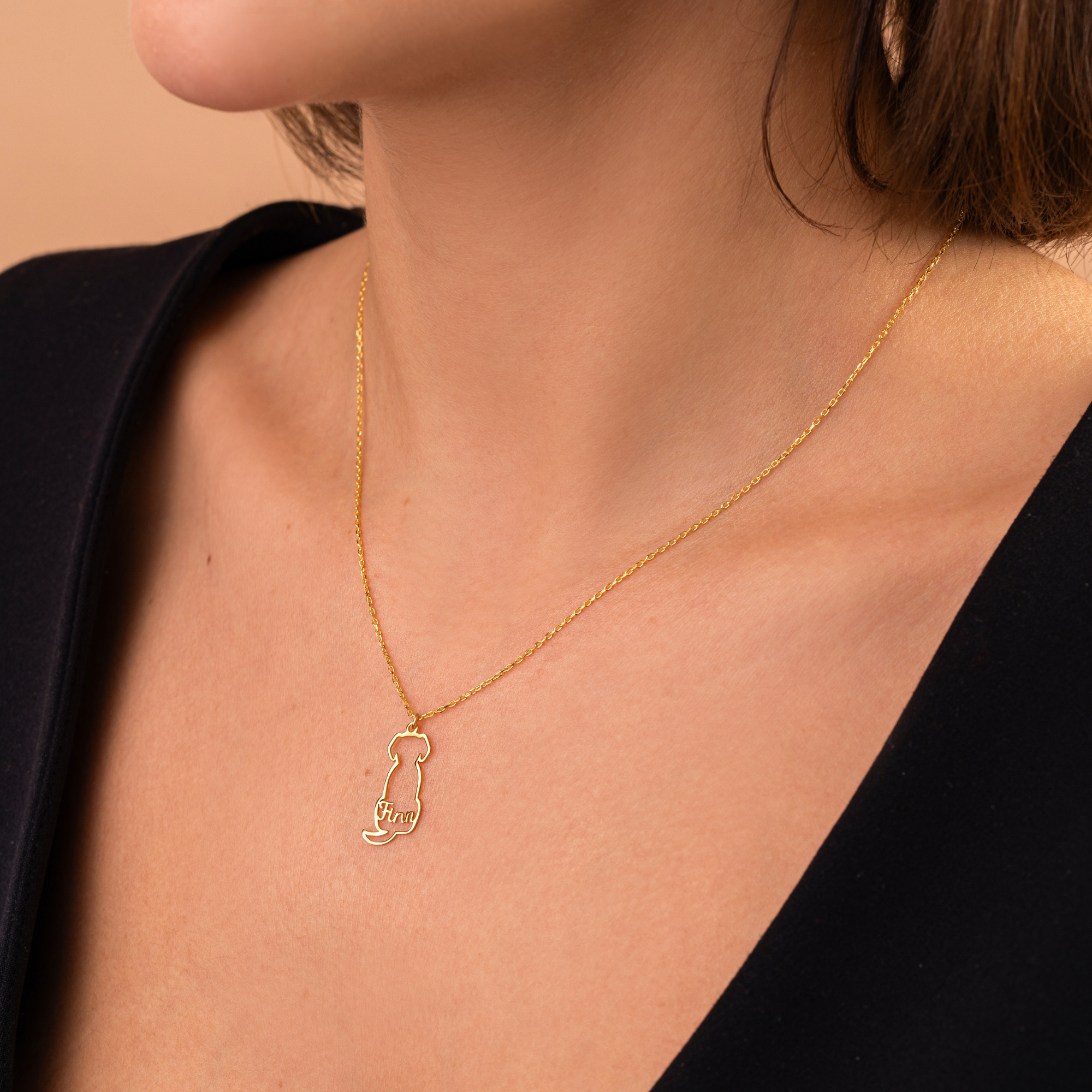Personalized Dog Necklace – Custom Pet Outline Name Necklace by UXV