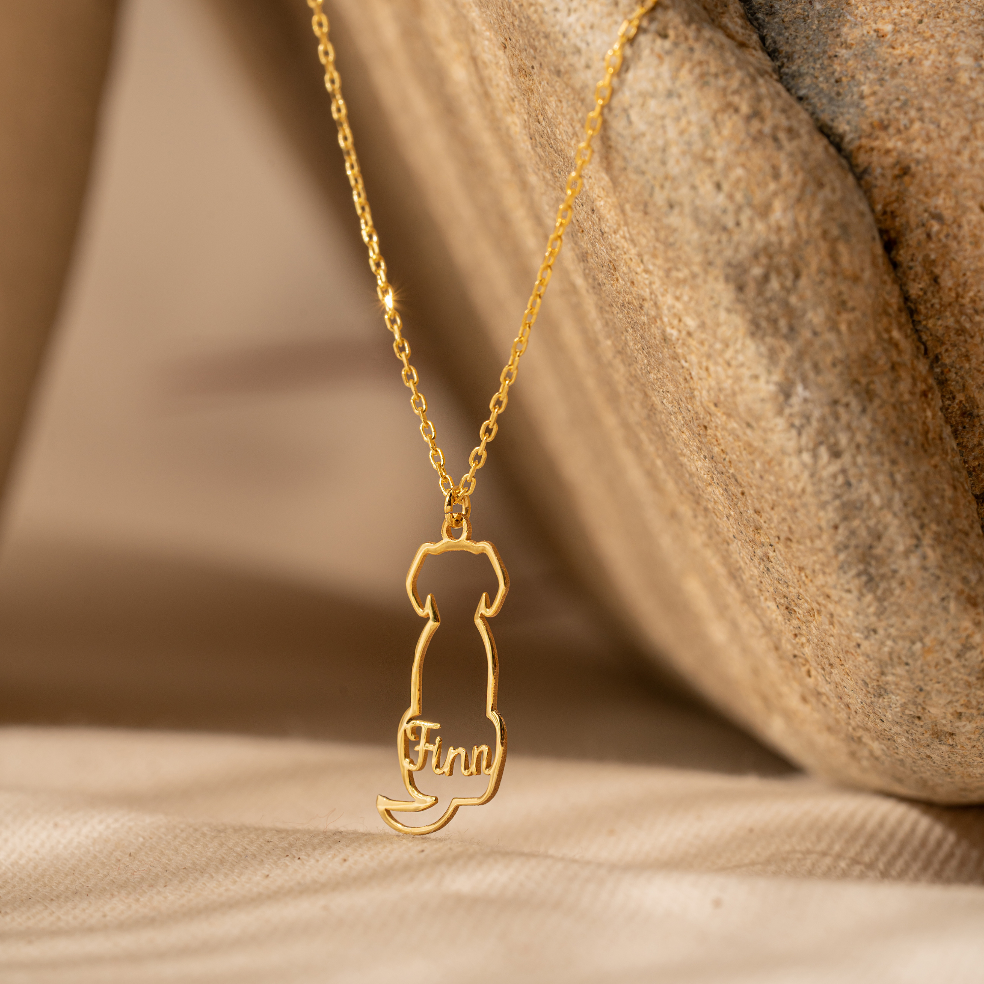 Personalized Dog Necklace – Custom Pet Outline Name Necklace by UXV