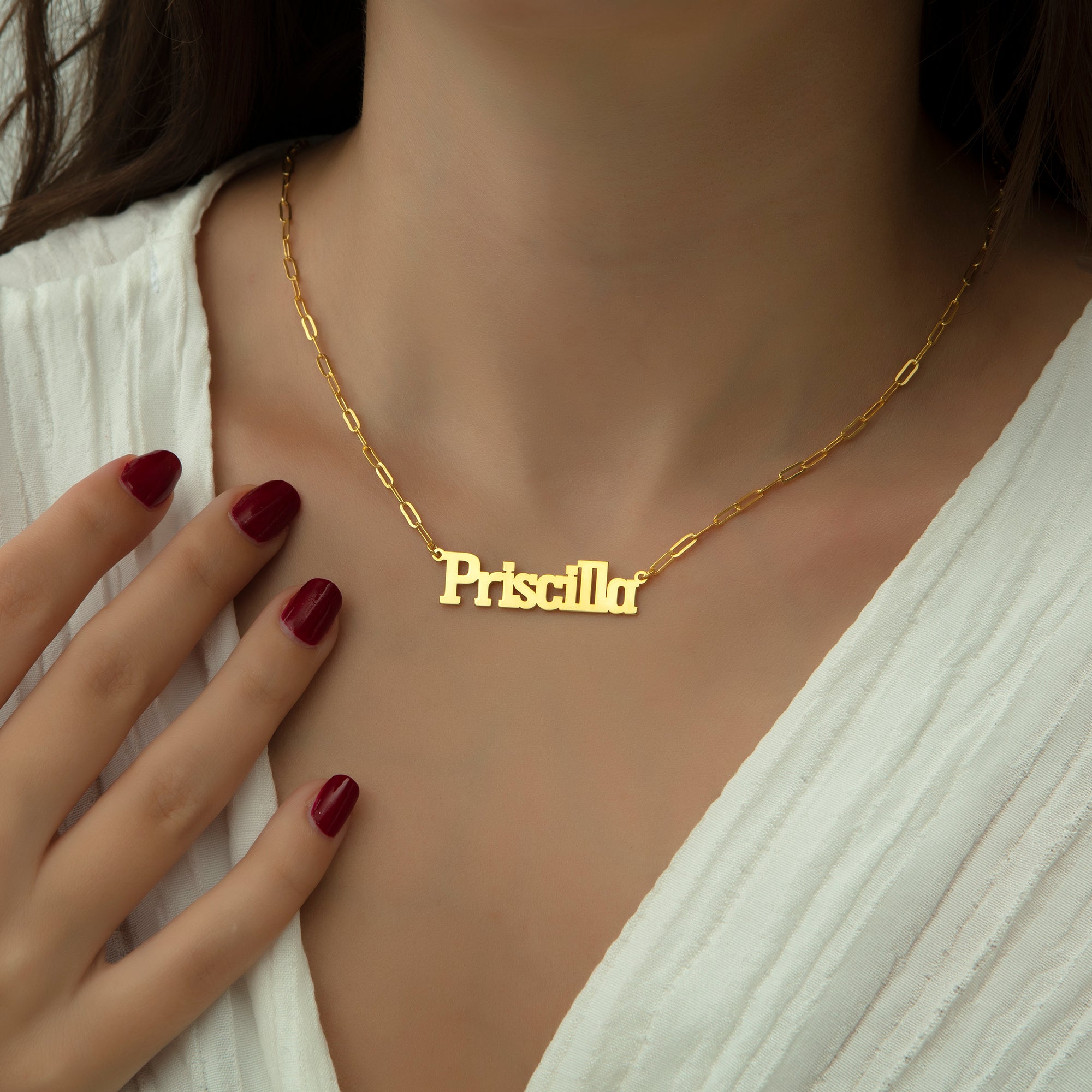 Custom Name Necklace with Paperclip Chain