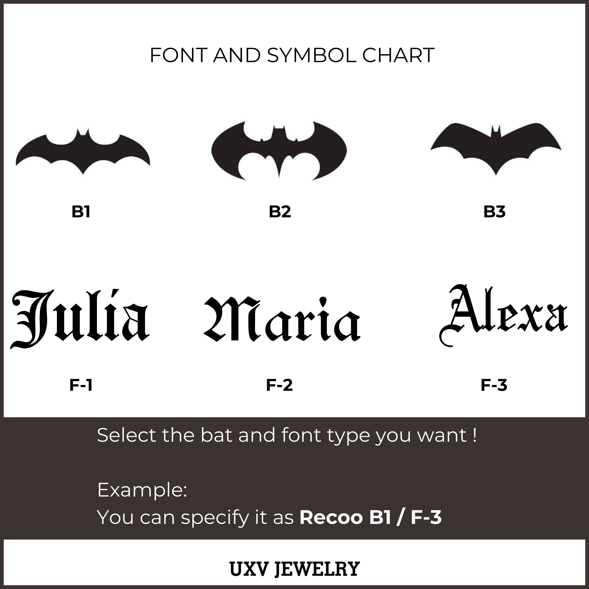 Custom Vampire Bat Name Necklace – Personalized Gothic Jewelry by UXV