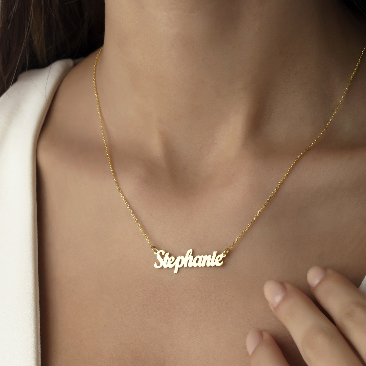 Bold Name Necklace | Retro Script Nameplate in Sterling Silver & 14K Gold Vermeil