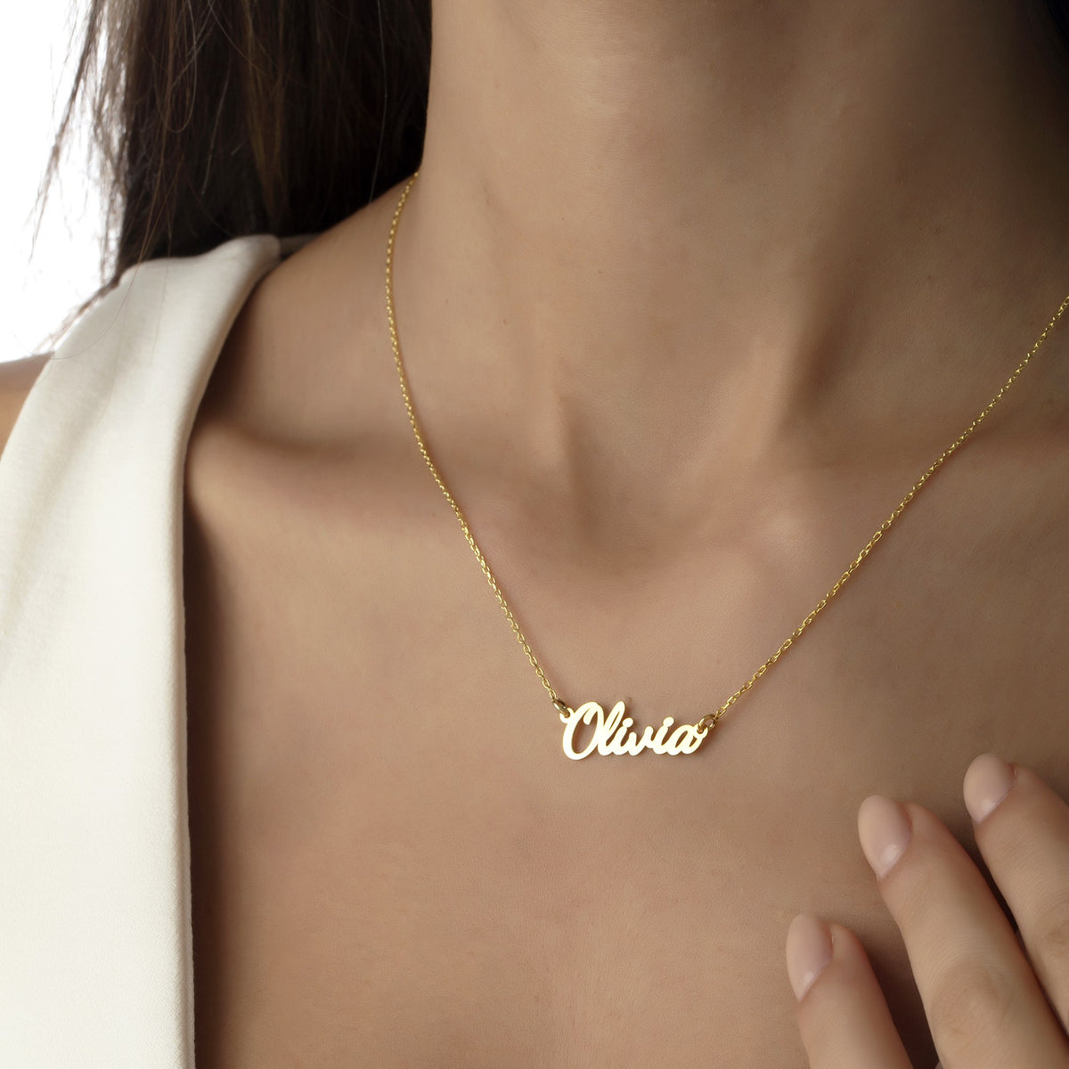 Everyday Name Necklace | Connected Script Nameplate in Sterling Silver & 14K Gold Vermeil