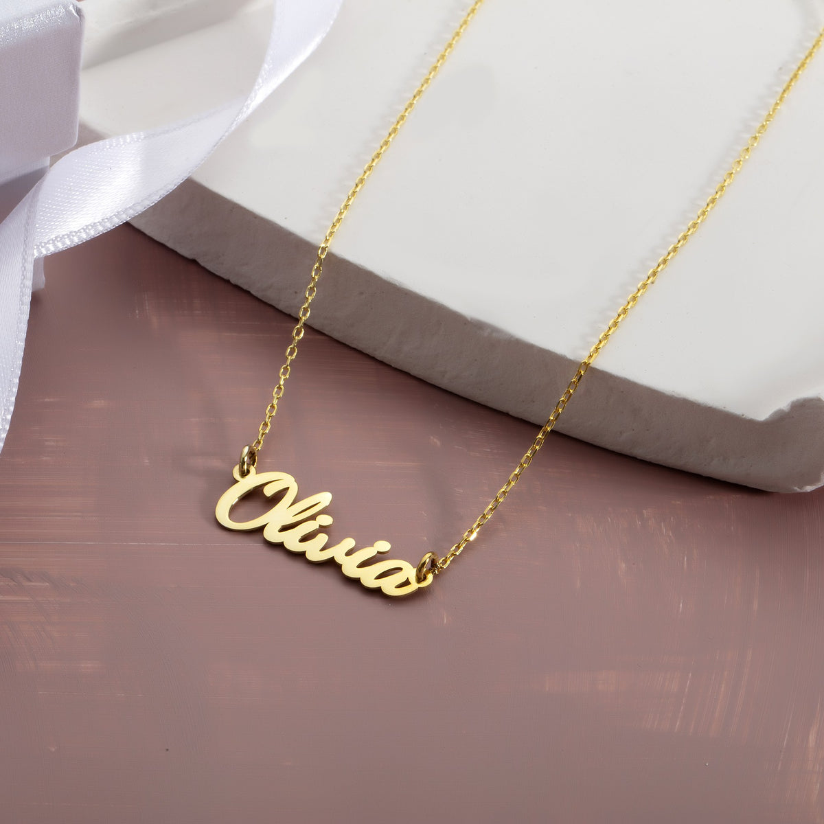 Everyday Name Necklace | Connected Script Nameplate in Sterling Silver & 14K Gold Vermeil