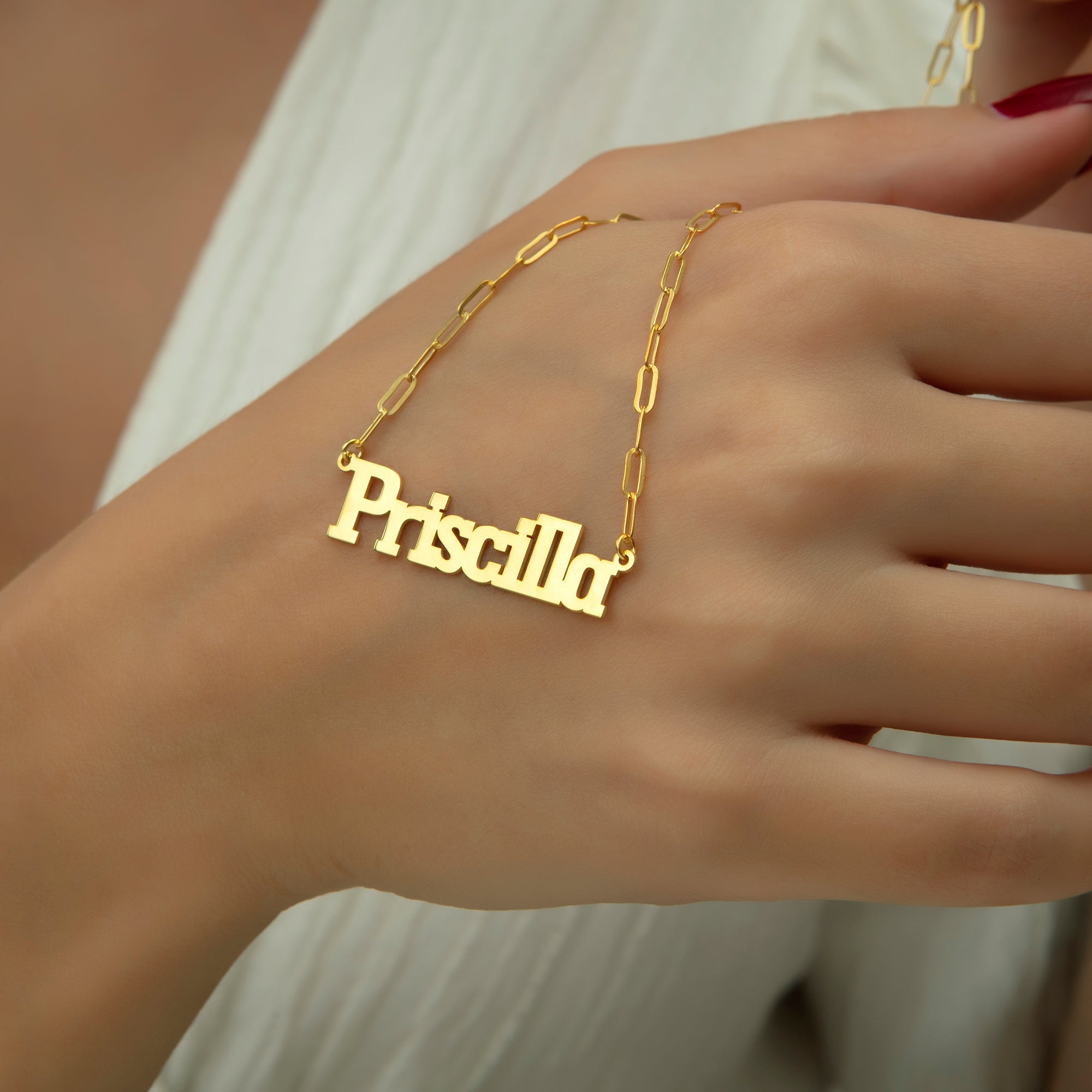 Personalized name necklace with paperclip chain - gift for her