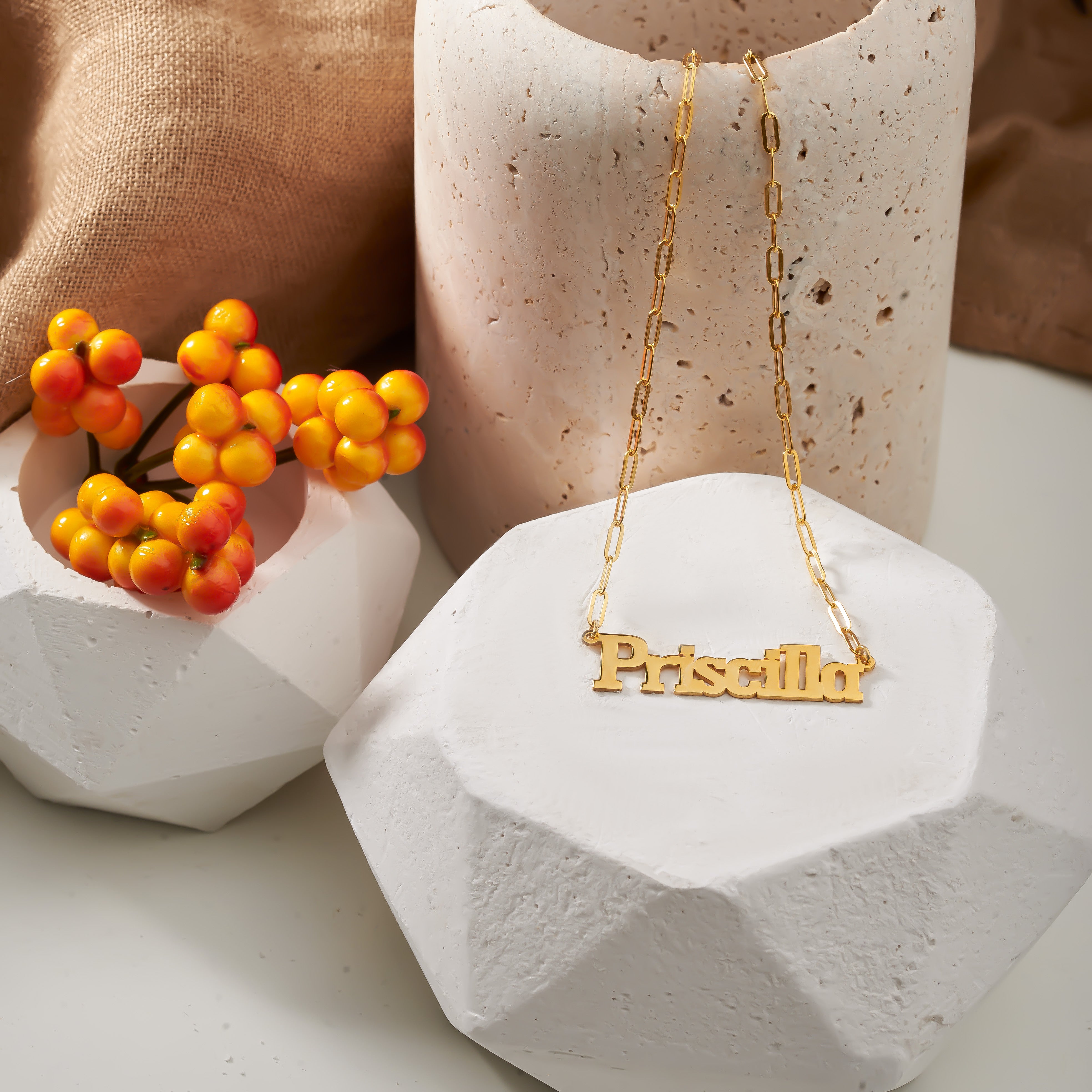 Custom Name Necklace with Paperclip Chain