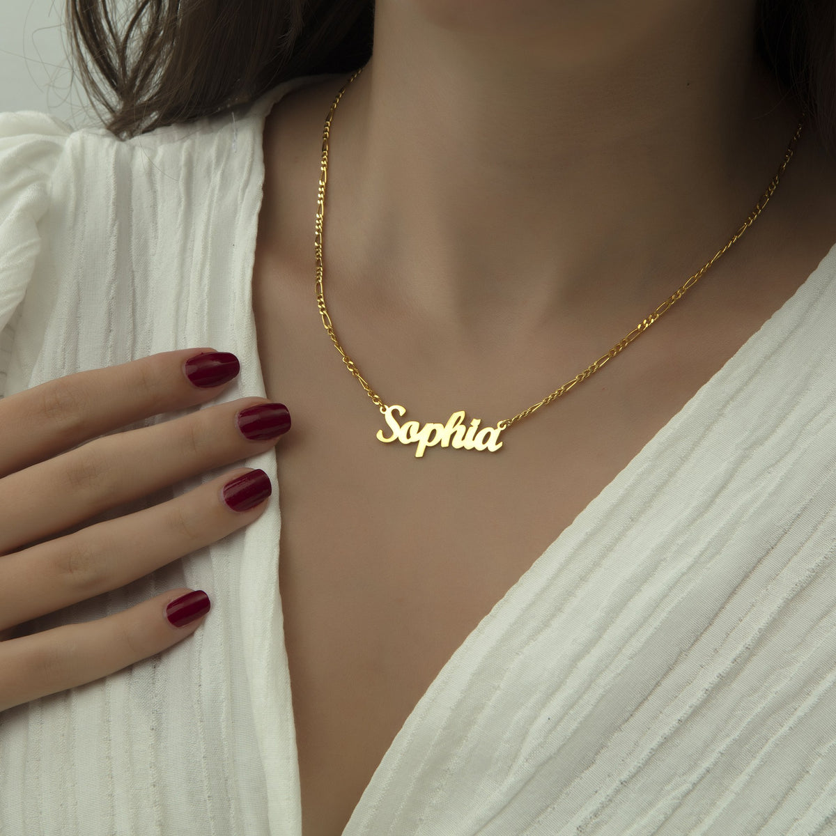 Daughter Name Necklace | Gift from Mom & Dad Script Nameplate in Sterling Silver & 14K Gold Vermeil