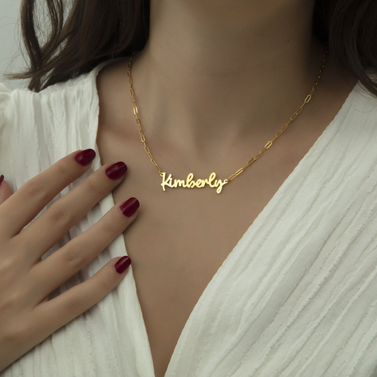 Graduation Name Necklace | Class of 2027 Script Nameplate Gift in Sterling Silver & 14K Gold Vermeil