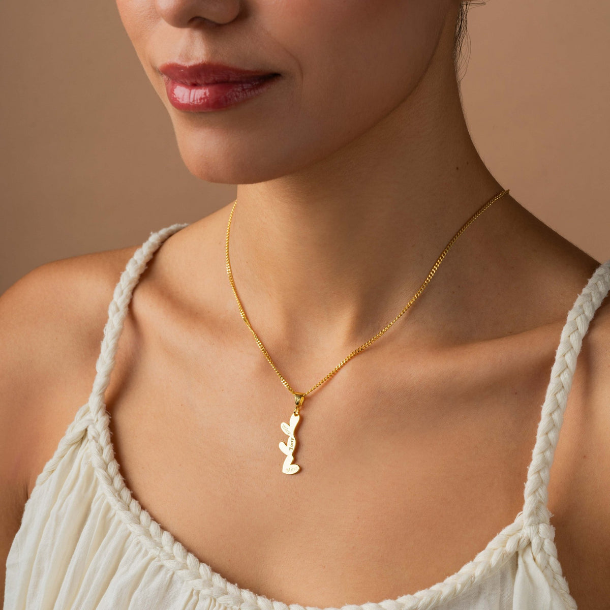 Triple Heart Necklace | Family Heart Pendant Engraved with Three Names in Sterling Silver & 14K Gold Vermeil