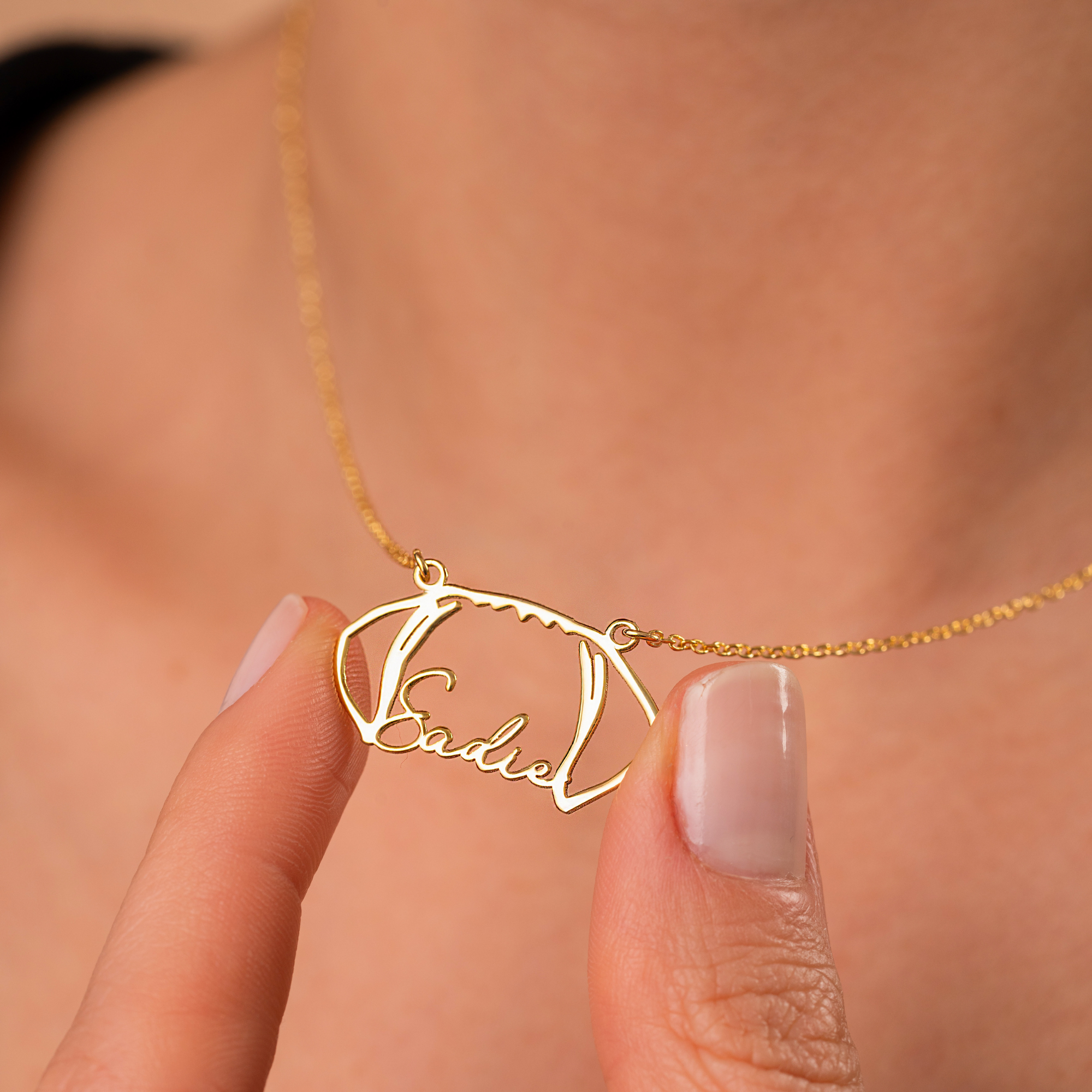 Custom Dog Ear Name Necklace – Personalized Pet Outline Jewelry by UXV