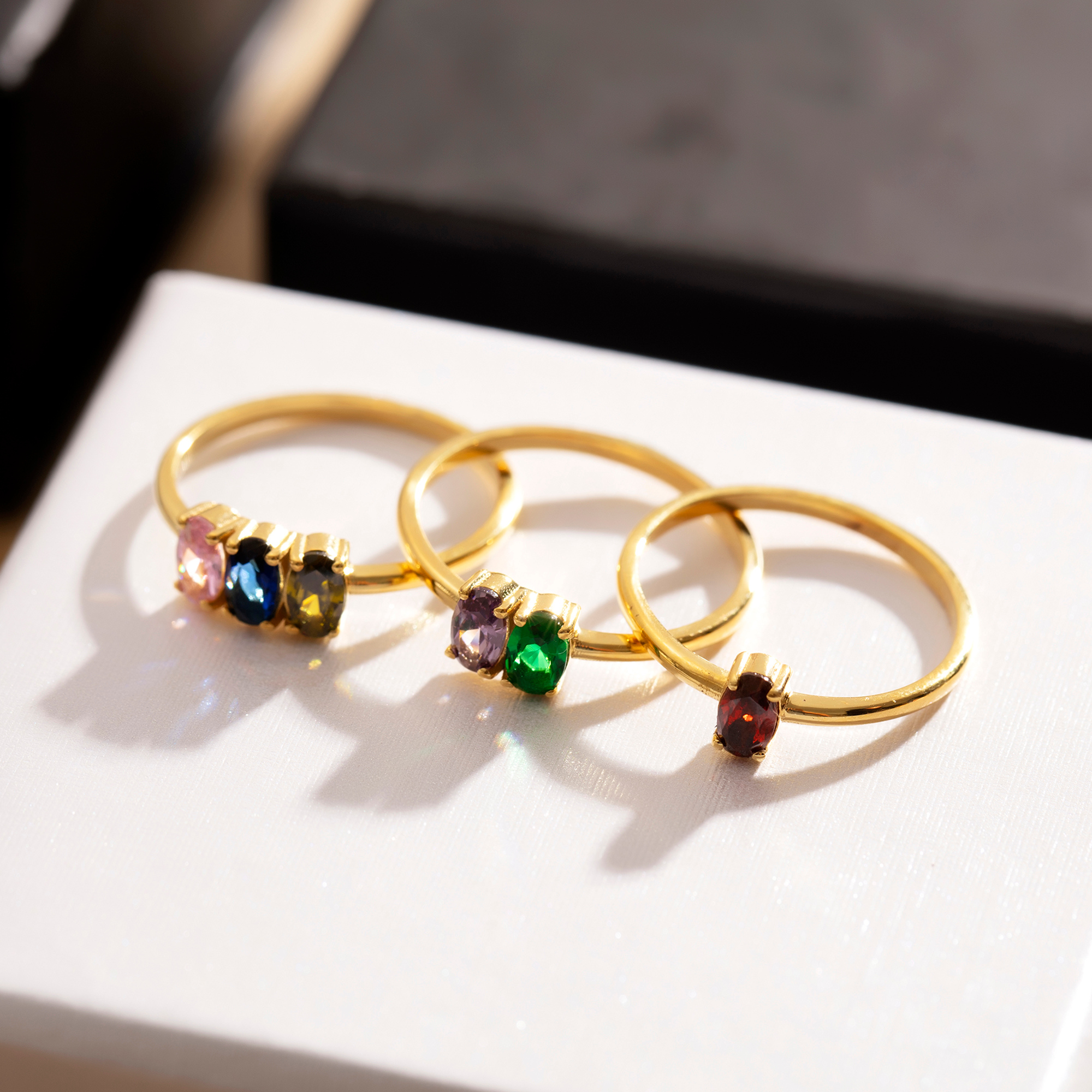 Custom Oval Cut Birthstone Ring – Personalized Gold Gemstone Ring by UXV