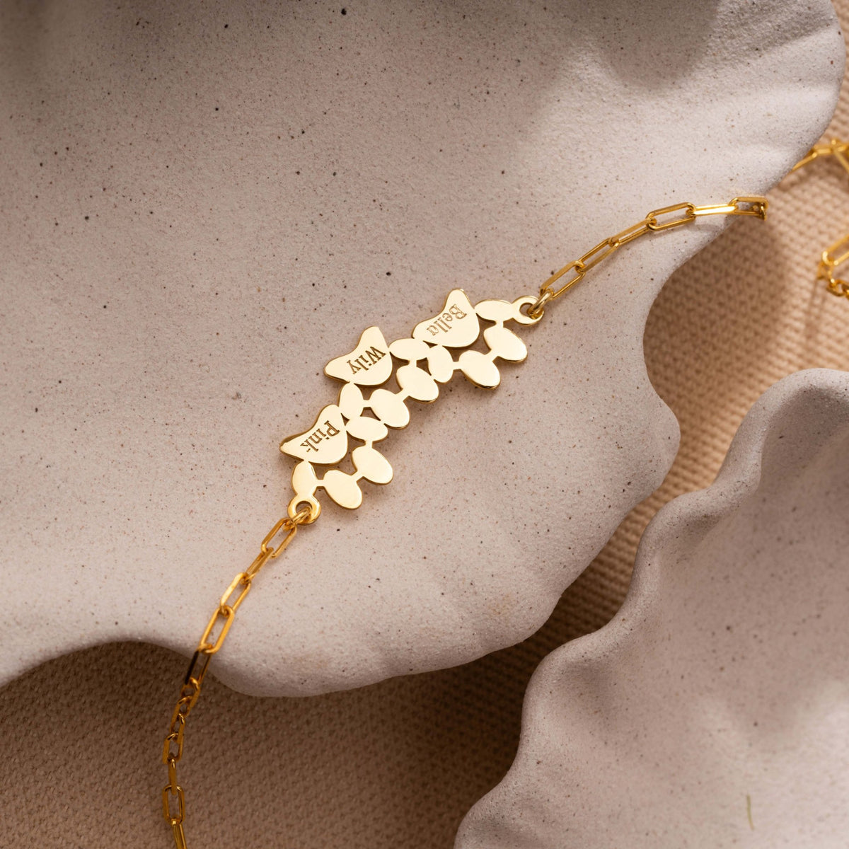 Pet Lover Necklace | Three Paw Print Bar Necklace with Pet Names in Sterling Silver & 14K Gold Vermeil