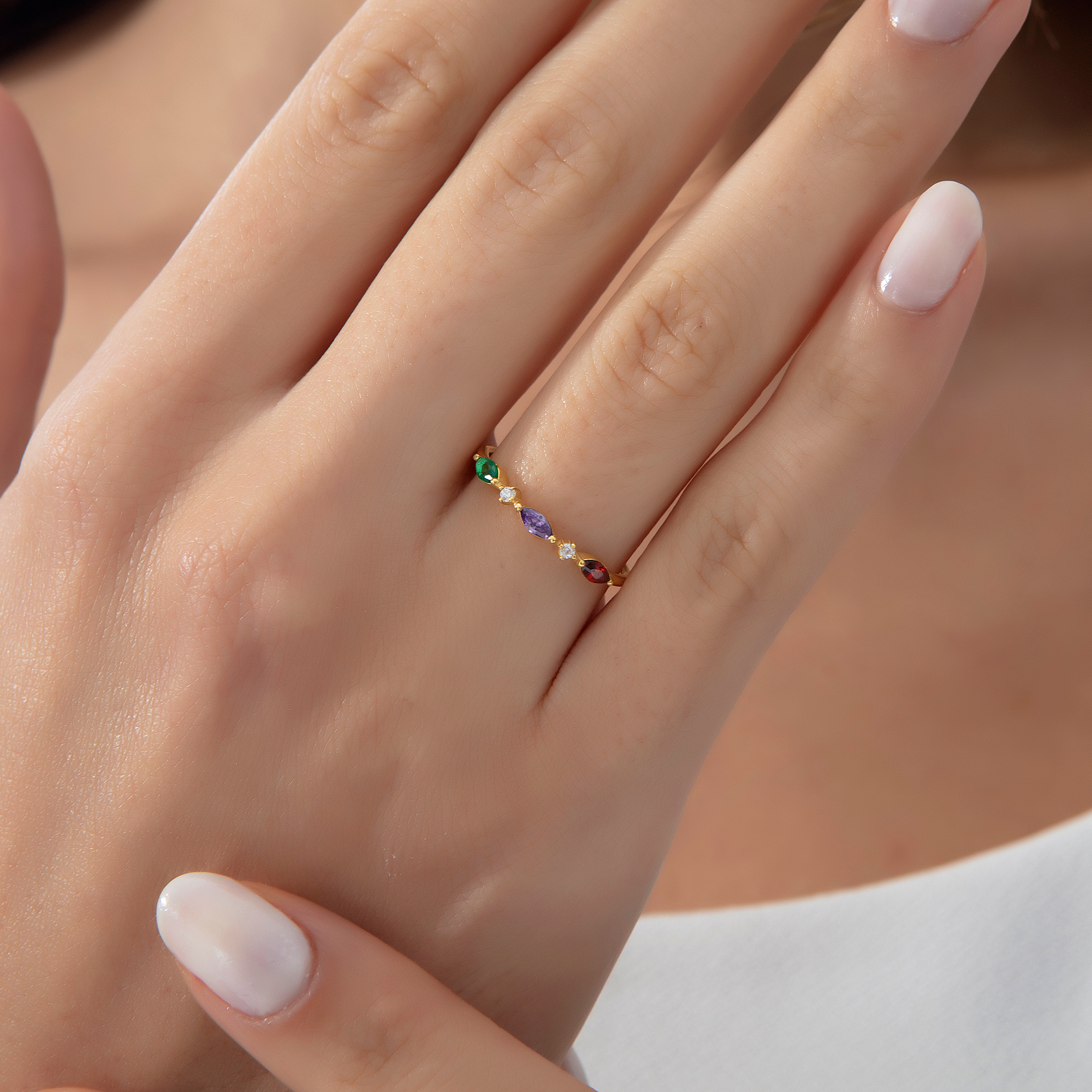 Personalized Family Birthstone Ring – Custom Multi Stone Ring by UXV