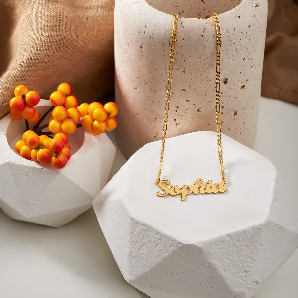 Daughter Name Necklace | Gift from Mom & Dad Script Nameplate in Sterling Silver & 14K Gold Vermeil