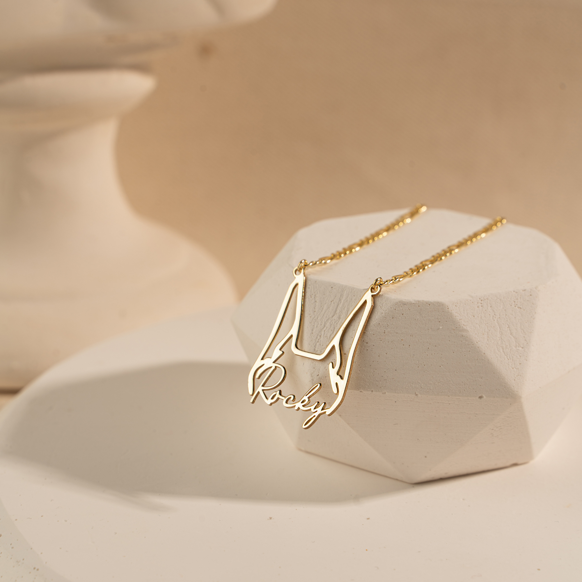 Dog Name Necklace – Personalized Pet Jewelry in Gold Vermeil by UXV