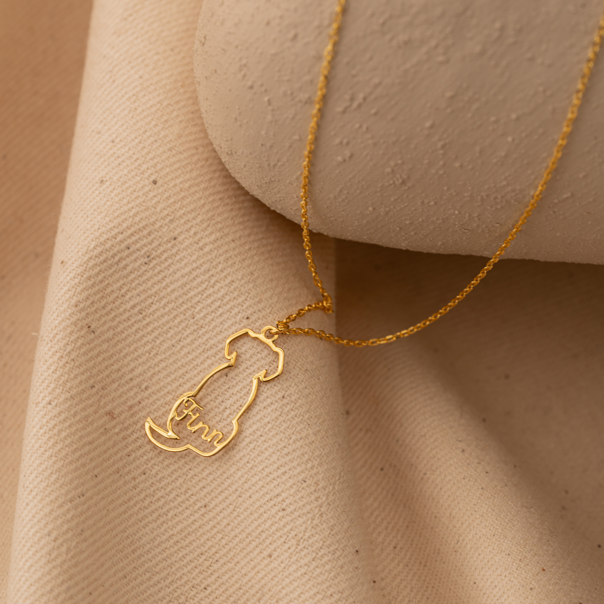 Personalized Dog Necklace – Custom Pet Outline Name Necklace by UXV