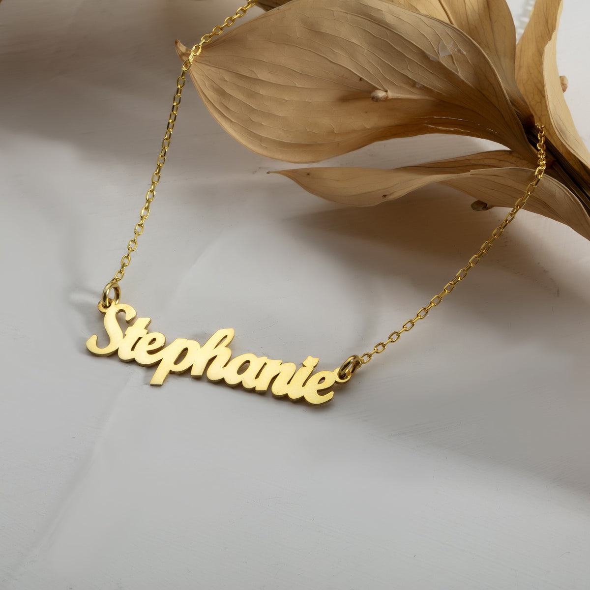 Bold Name Necklace | Retro Script Nameplate in Sterling Silver & 14K Gold Vermeil