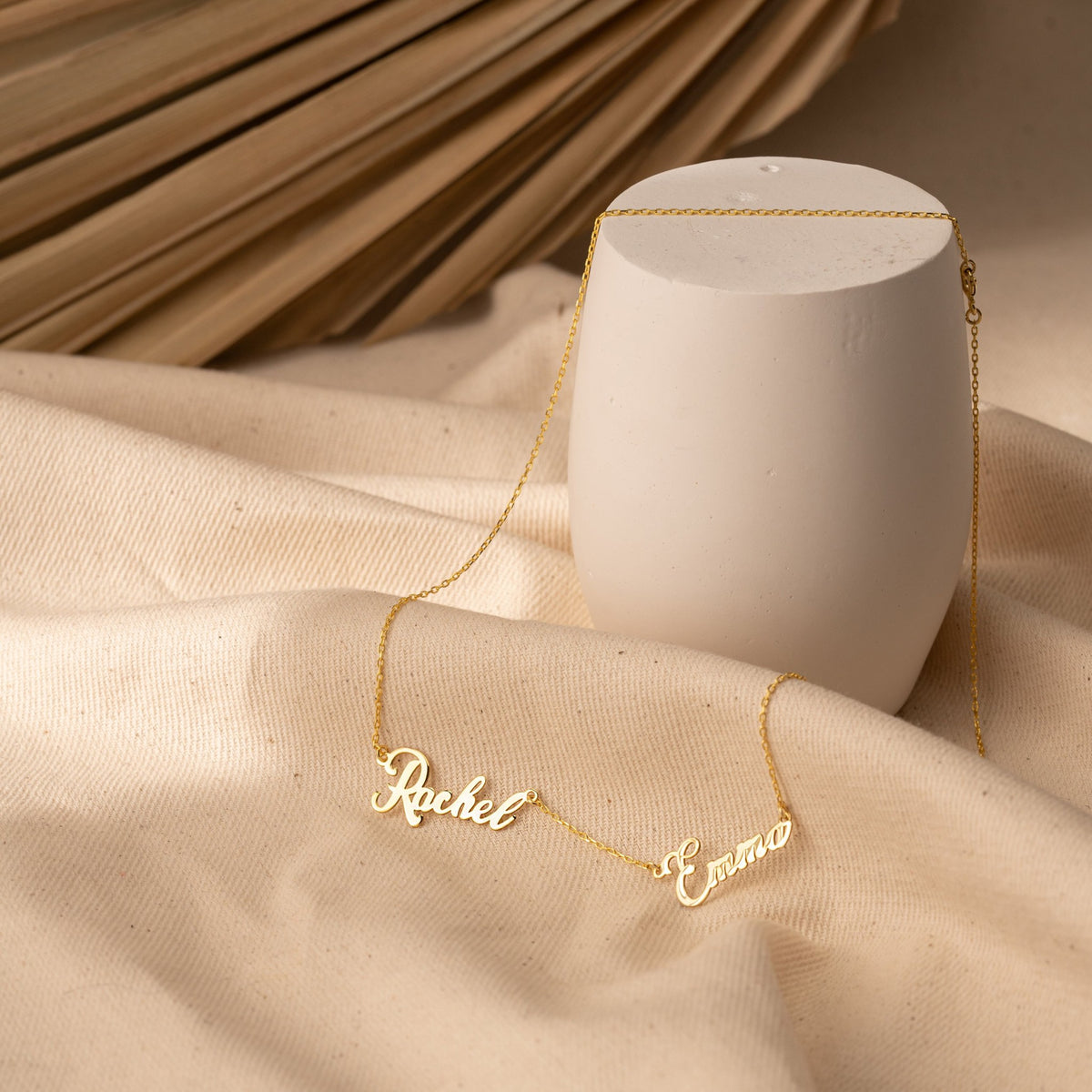 Double Name Necklace | Mom Necklace with Kids Names in Sterling Silver & 14K Gold Vermeil