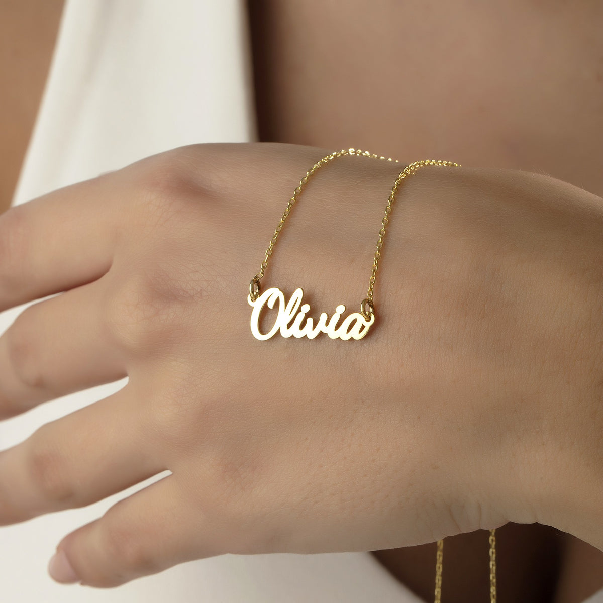 Everyday Name Necklace | Connected Script Nameplate in Sterling Silver & 14K Gold Vermeil